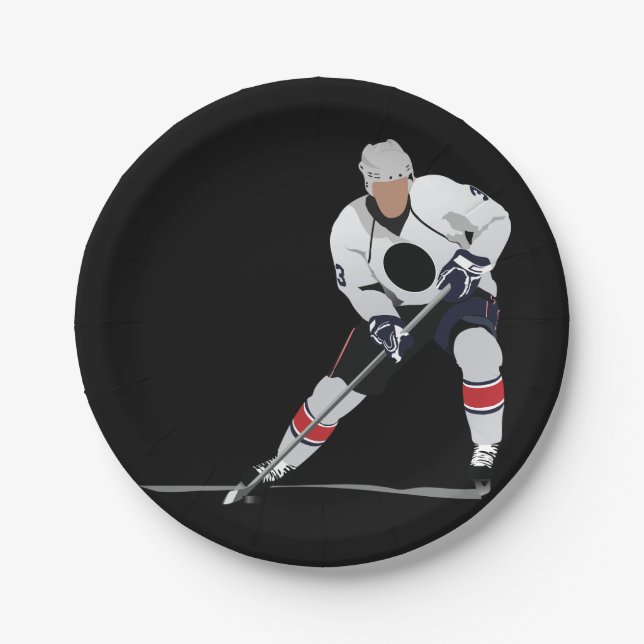 Assiettes En Carton Plaques à papier de joueur de hockey de glace (Devant)