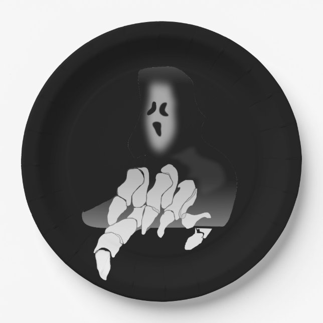 Assiettes En Carton Plaques à papier de la mort de faucheuse (Devant)