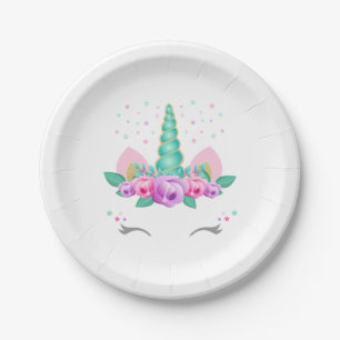 Assiettes En Carton Plaques à papier de licorne, plats de partie de