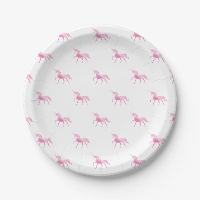 Assiettes En Carton Plaques à papier de licorne rose (Devant)