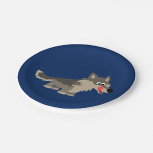 Assiettes En Carton Plaques à papier de loup affamé mignon de bande
