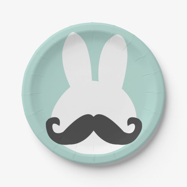 Assiettes En Carton Plaques à papier de moustache de lapin de Pâques (Devant)