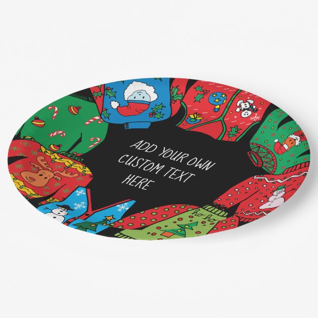 Assiettes En Carton Plaques à papier de Noël laid de chandail (Angle)
