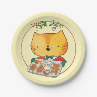 Assiettes En Carton Plaques à papier de Noël mignon de chat