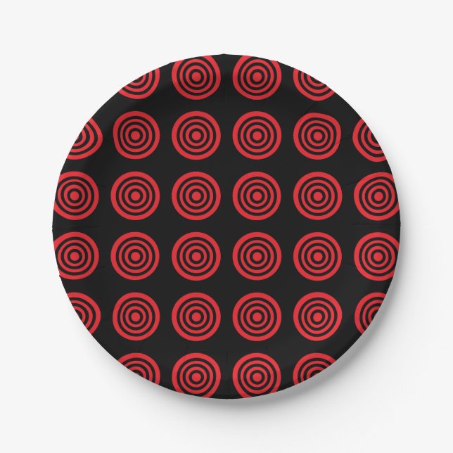 Assiettes En Carton Plaques à papier de noir rouge de boudine (Devant)