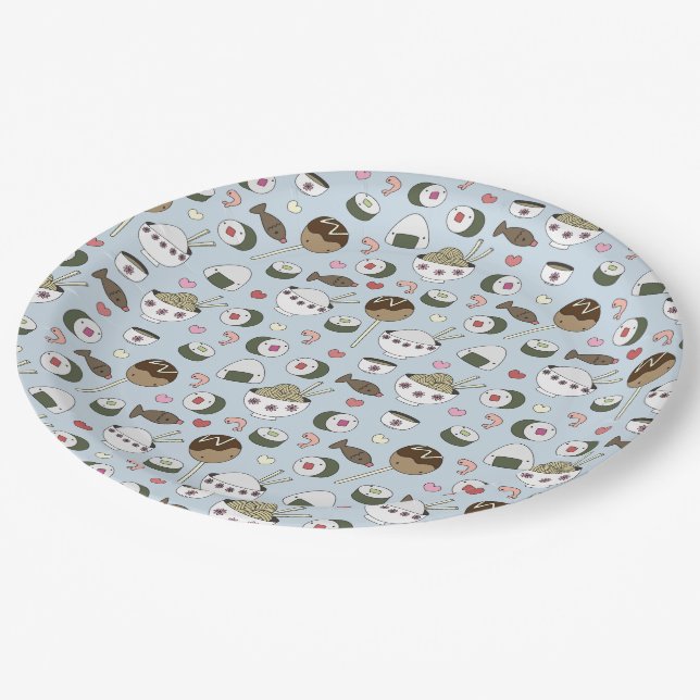 Assiettes En Carton Plaques à papier de partie de sushi (Angle)