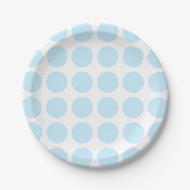 Assiettes En Carton Plaques à papier de pois bleu en pastel (Devant)