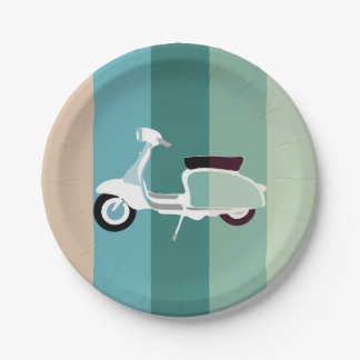 Assiettes En Carton Plaques à papier de rétro partie rayée de scooter