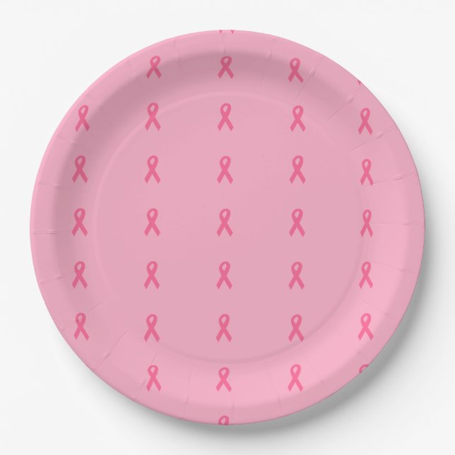 Assiettes En Carton Plaques à papier "de ruban rose" (Devant)