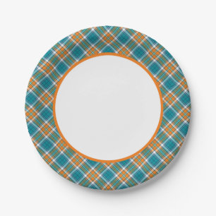 Assiettes En Carton Plaques à papier de turquoise et de plaid sportif