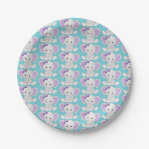 Assiettes En Carton Plaques à papier d'éléphant pourpre de turquois