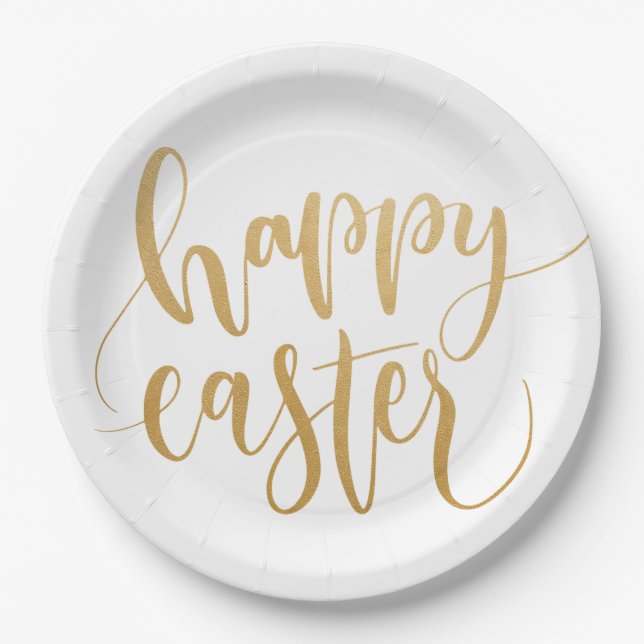 Assiettes En Carton Plaques à papier heureuses de Pâques (Devant)