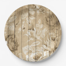 Plaques à papier jetables en bois peintes florales