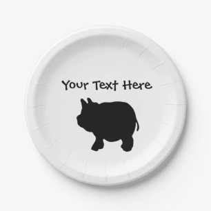 Assiettes En Carton Plaques à papier personnalisées de mini porc noi