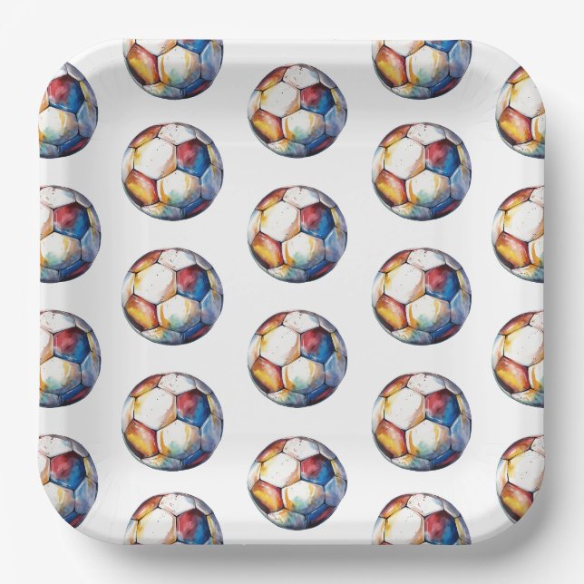 Assiettes En Carton Plaques Anniversaires de enfants de football - Foo (Recto)