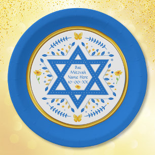 Assiettes En Carton Plaques bat mitzvah en papier. Personnalisé