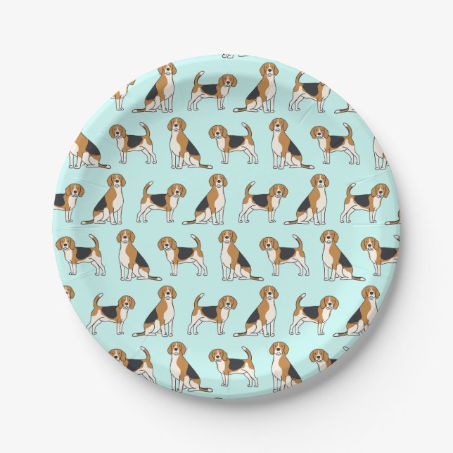 Assiettes En Carton Plaques beagles - CHOISISSEZ VOTRE COULEUR ! (Devant)