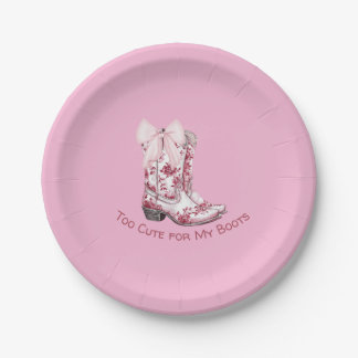 Assiettes En Carton Plaques Boot et Bows roses