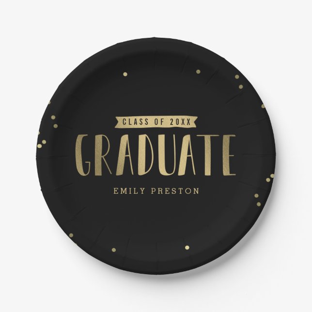 Assiettes En Carton Plaques Bubbly Chic Graduation Party (Devant)