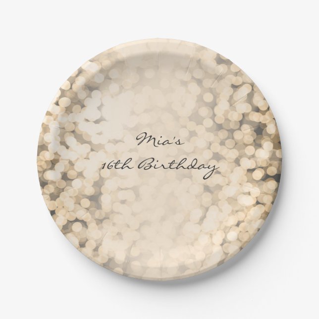 Assiettes En Carton Plaques Champagne Gold Sparkling Glam Party (Devant)