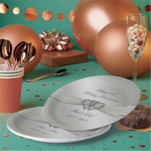 Assiettes En Carton Plaques classiques en argent 25e anniversaire Mari