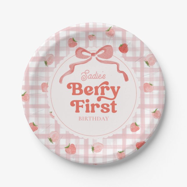 Assiettes En Carton Plaques d'anniversaire de Berry personnalisées (Devant)
