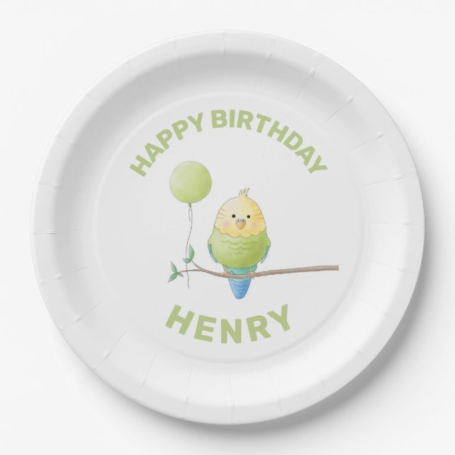 Assiettes En Carton Plaques d'anniversaire de Budgie (Devant)