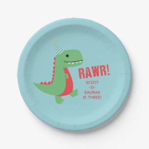 Assiettes En Carton Plaques d'anniversaire de Dinosaur