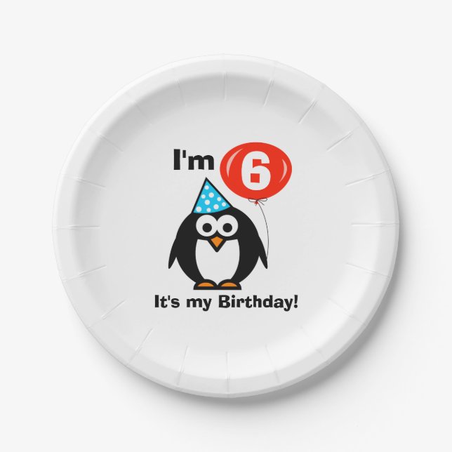 Assiettes En Carton Plaques d'anniversaire de enfant de pingouin perso (Devant)