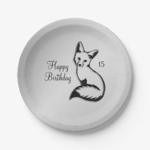 Assiettes En Carton Plaques d'anniversaire de Renard d'argent