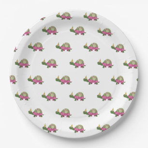 Assiettes En Carton Plaques d'anniversaire de Tortoise rose Girl Turt