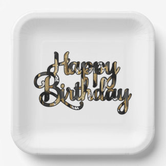 Assiettes En Carton Plaques d'anniversaire Joyeuses Noir et Tan