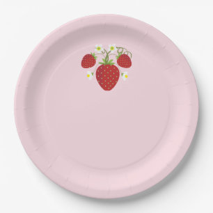 Assiettes En Carton Plaques de Baby shower aux fraises  Rose
