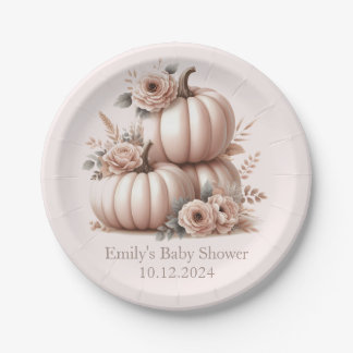 Assiettes En Carton Plaques de Baby shower citrouille de chute rose