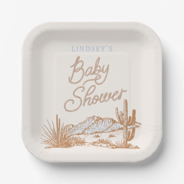Assiettes En Carton Plaques de Baby shower Cowboy (Recto)