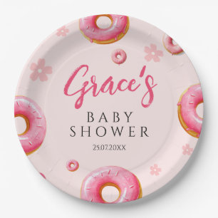 Assiettes En Carton Plaques de Baby shower de fête de Donut rose