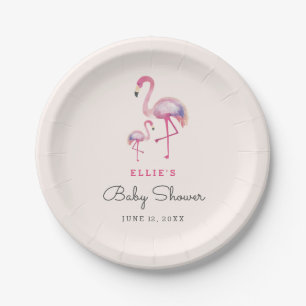 Assiettes En Carton Plaques de Baby shower en Flamant rose rose