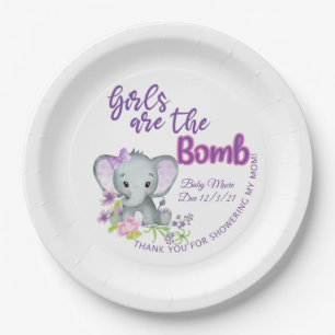 Assiettes En Carton Plaques de baby shower personnalisées d'éléphant v