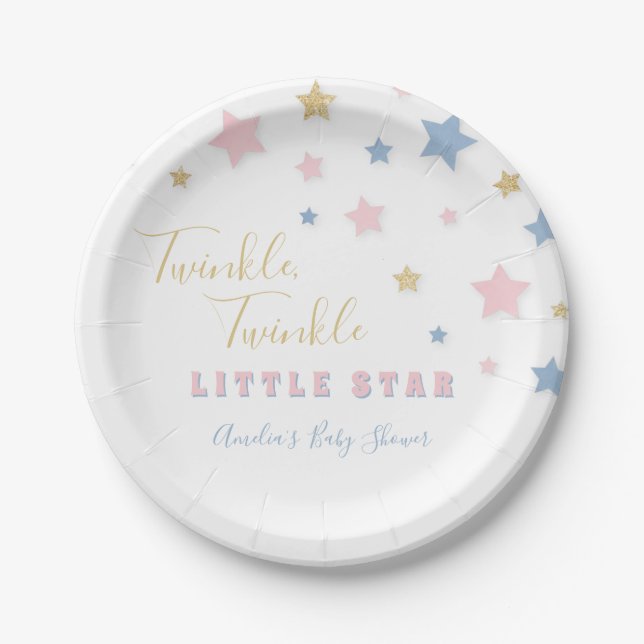 Assiettes En Carton Plaques de Baby shower Twinkle Little Star (Devant)