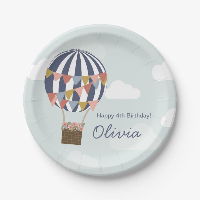 Assiettes En Carton Plaques de ballon personnalisées pour la fête d'an (Devant)