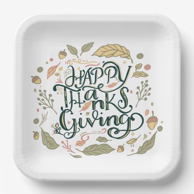 Assiettes En Carton Plaques de bon thanksgiving (Recto)