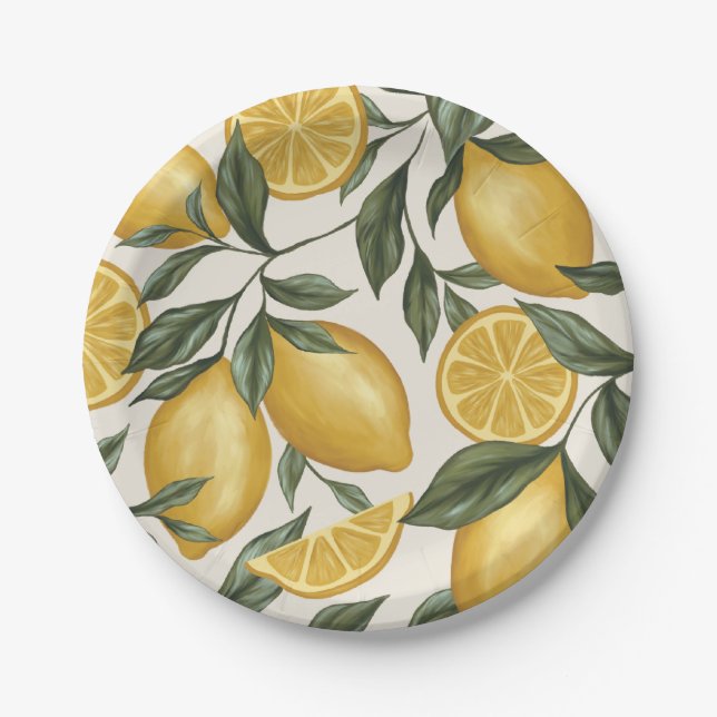 Assiettes En Carton Plaques de carton citron jetables (Devant)