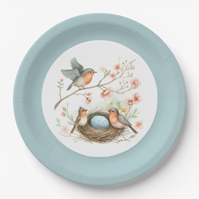 Assiettes En Carton Plaques de célébration Baby Robin (Devant)