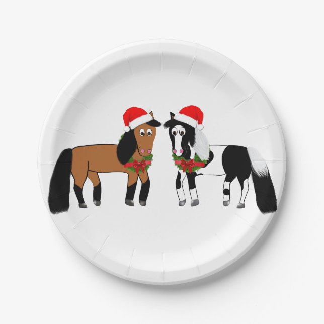 Assiettes En Carton Plaques de Cheval de Noël (Devant)