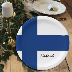 Assiettes En Carton Plaques de drapeau finlandais, fête, sports, Finla