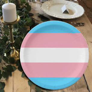 Assiettes En Carton Plaques de drapeau transgenre, communauté de fiert