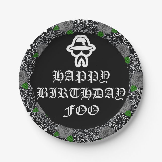 Assiettes En Carton Plaques de fête à thème Cholo (Devant)