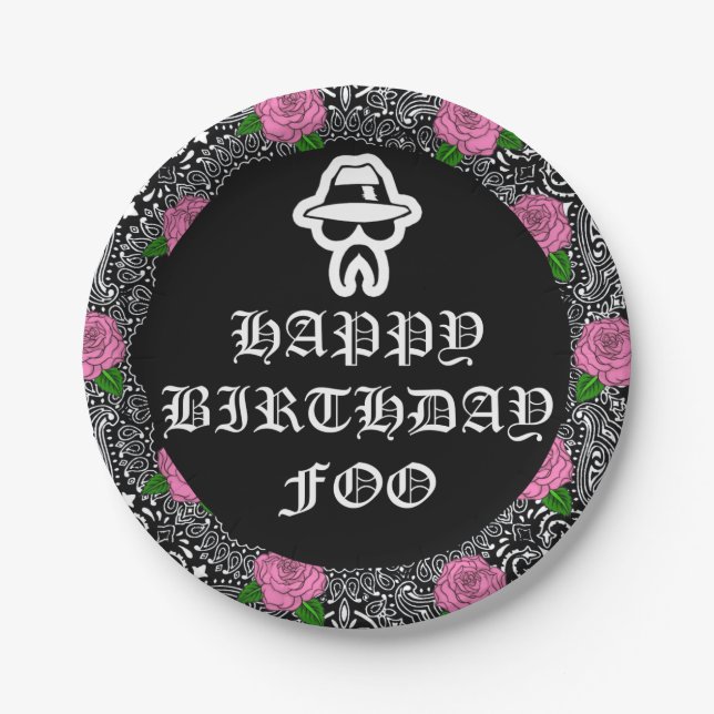 Assiettes En Carton Plaques de fête à thème Cholo (Devant)