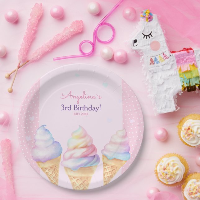 Assiettes En Carton Plaques de fête d'anniversaire avec crème glacée s (Fête)