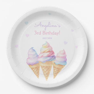 Assiettes En Carton Plaques de fête d'anniversaire avec crème glacée s